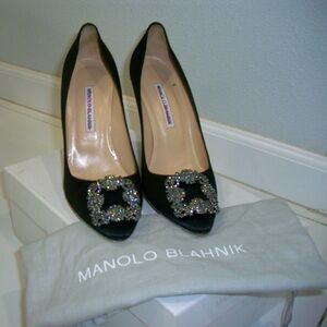 Manolo Blahnik Black Embellished Heels